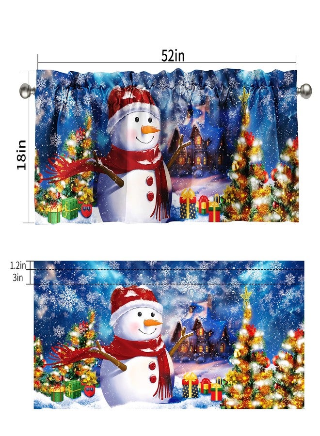 SUNWISHA Christmas Window Curtains Valance Decoration 52x18 inch Snowman Happy Christmas Eve Winter Forest Decor - Rod Pocket Kitchen/Bathroom/Laundry Valances - Image 2